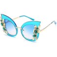 thumbnail image 1 of Woman Cat eye Sunglasses Stylish oversized frame Eyewear with Rhinestones, 1 of 3