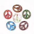 thumbnail image 2 of Handmade Gold Sand Lampwork Pendants Inside Millefiori Glass Oval with Peace Sign Mixed Color 49~50x42~43x6mm Hole: 3mm Box Size: 20x19.5x1.3cm about 12pcs/box, 2 of 3