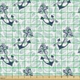 thumbnail image 2 of Ambesonne Anchor Fabric by the Yard Upholstery, Ocean Drop Navy, 1 Yard, Mint Green Dark Blue, 2 of 5