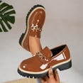 thumbnail image 4 of SYMOID Womens Brown Chunky Platform Loafers - High-Quality Pu Glossy Finish with Metal Chain, Comfortable Versatile Shoes for Office & Casual Wear,Size 36, 4 of 8