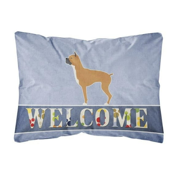 Carolines Treasures BB5557PW1216 Boxer Welcome Canvas Fabric Decorative Pillow