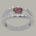 thumbnail image 2 of LBG British Made 18k White Gold Womens Ring Natural Pink Tourmaline & Cubic Zirconia Band Ring - 33 size options - Size 7.5, 2 of 7