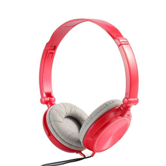 Headphones with Microphone Lightweight Foldable Headsets with Volume Control for Smartphones PC Laptop Tablet (Red)