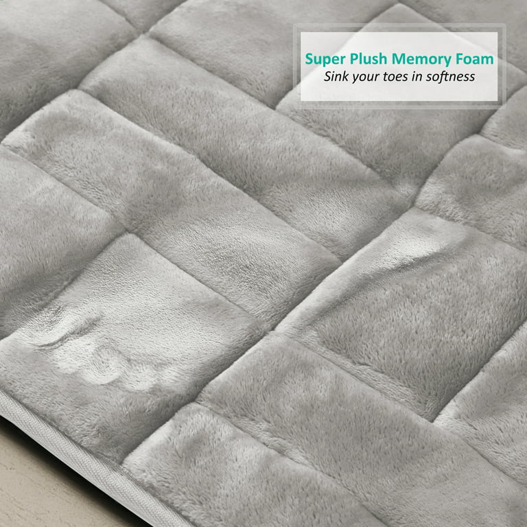 Clara Clark Memory Foam Bath Mat Ultra Soft Non Slip and Absorbent Bathroom Rug, Contour, Gray