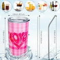 thumbnail image 4 of 2 Pieces Valentine''s Day Gift for Women Pink Heart Tumbler Cups for Girlfriend Wife Anniversary 20 oz Stainless Steel Double Wall Insulated Coffee Mug Water Bottle with Lid Straw and Brush, 4 of 6