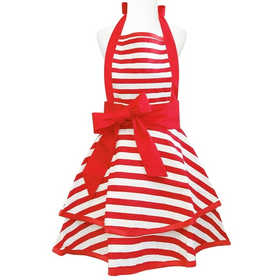 Wrapables Classic Vintage Apron, Sexy Cooking Apron, Red Stripe
