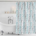 thumbnail image 2 of Aqua Grey Botanical Shower Curtain Set - Small 36" x 72" Washable Bathtub Curtain with 12 Hooks, Spring Floral Summer Farmhouse Waterproof Fabric Stall Shower Curtains for Bathroom/Bathtub Décor, 2 of 6