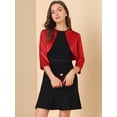 thumbnail image 2 of INSPIRE CHIC Boléro Cardigan en Satin Uni Élégant pour Femme, Ouvert à l'Avant, Manches 3/4, 2 of 6