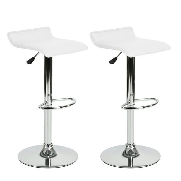 Set de 2 Sillas de Bar Color Blanco con Reposapié Altura Ajustable Giratorio HOMEMAKE FURNITURE  Moderno