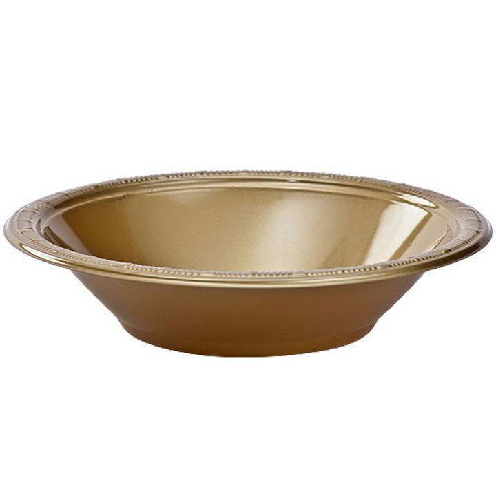 Crown Display 12 oz Disposable Party Bowls, Gold Plastic Bowls - 100 Count  