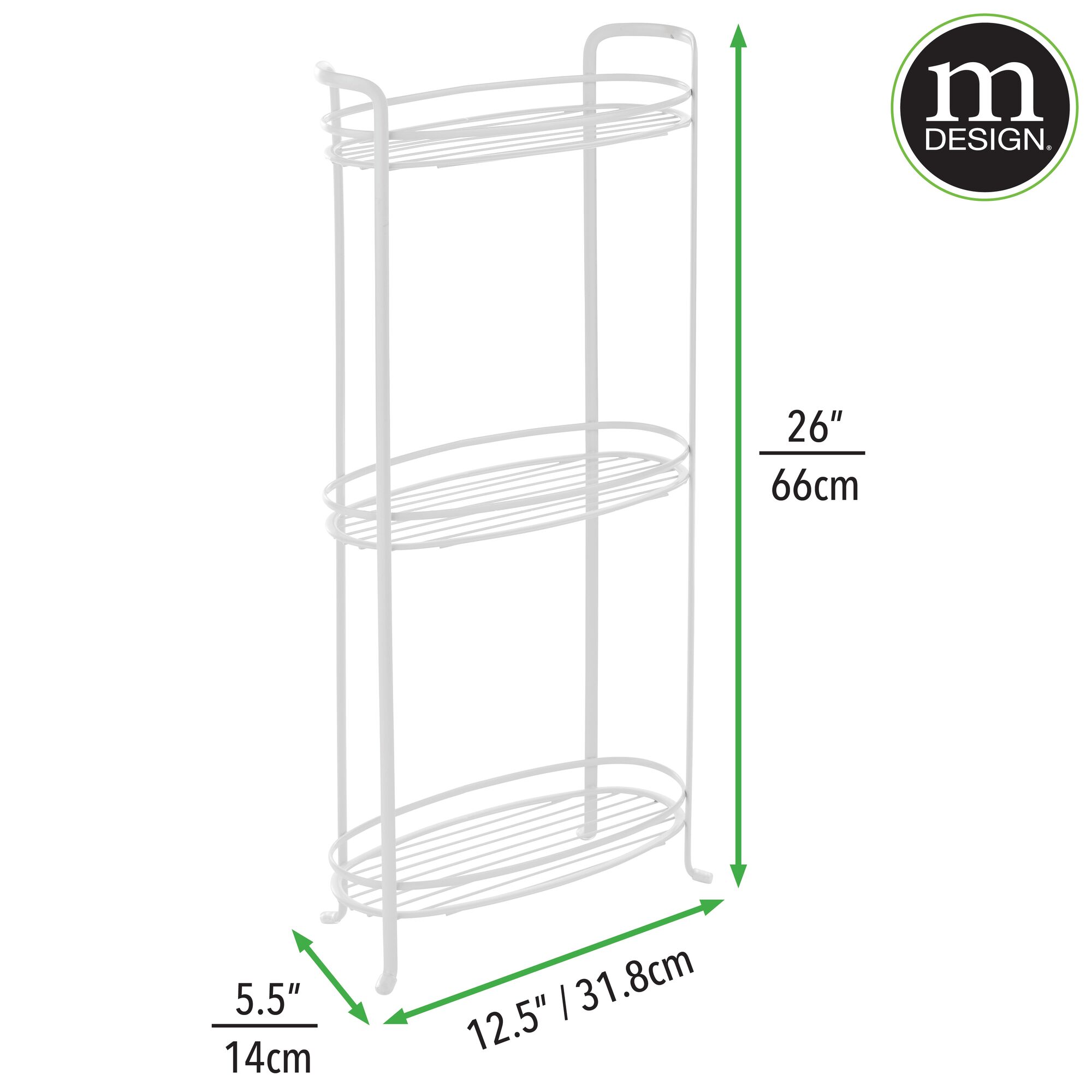 mDesign Metal 3-Tier Vertical Corner Shelf Unit for Bathroom Storage