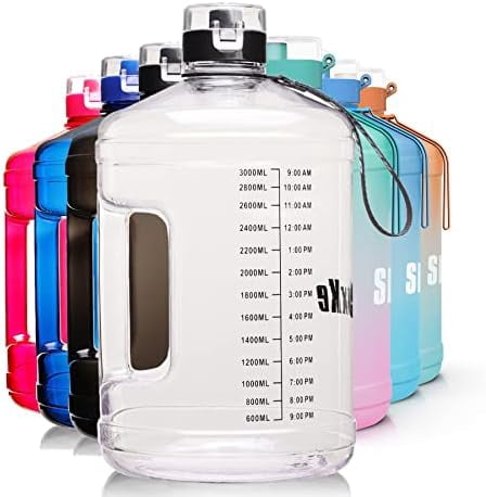 WLIKKS Gallon Big Water Bottle with Handle, 128oz Leakproof BPA Free Fitness Sports Water Bottle with Motivational Time Marker & Wide Mouth Ensure You Drink More Water