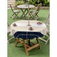 thumbnail image 5 of Outdoor Tablecloth with Umbrella Hole, Navy Beige Striped Spillproof Waterproof Outdoor Table Cover, Gradient Geometric Blue White Patio Tablecloths for Party/Garden/Picnic, Round 54 inch, 5 of 9