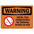 thumbnail image 1 of SignMission OS-WS-A-1218-L-12045 12 x 18 in. OSHA Warning Sign - Diesel Fuel Combustible No Smoking with Symbol, 1 of 1