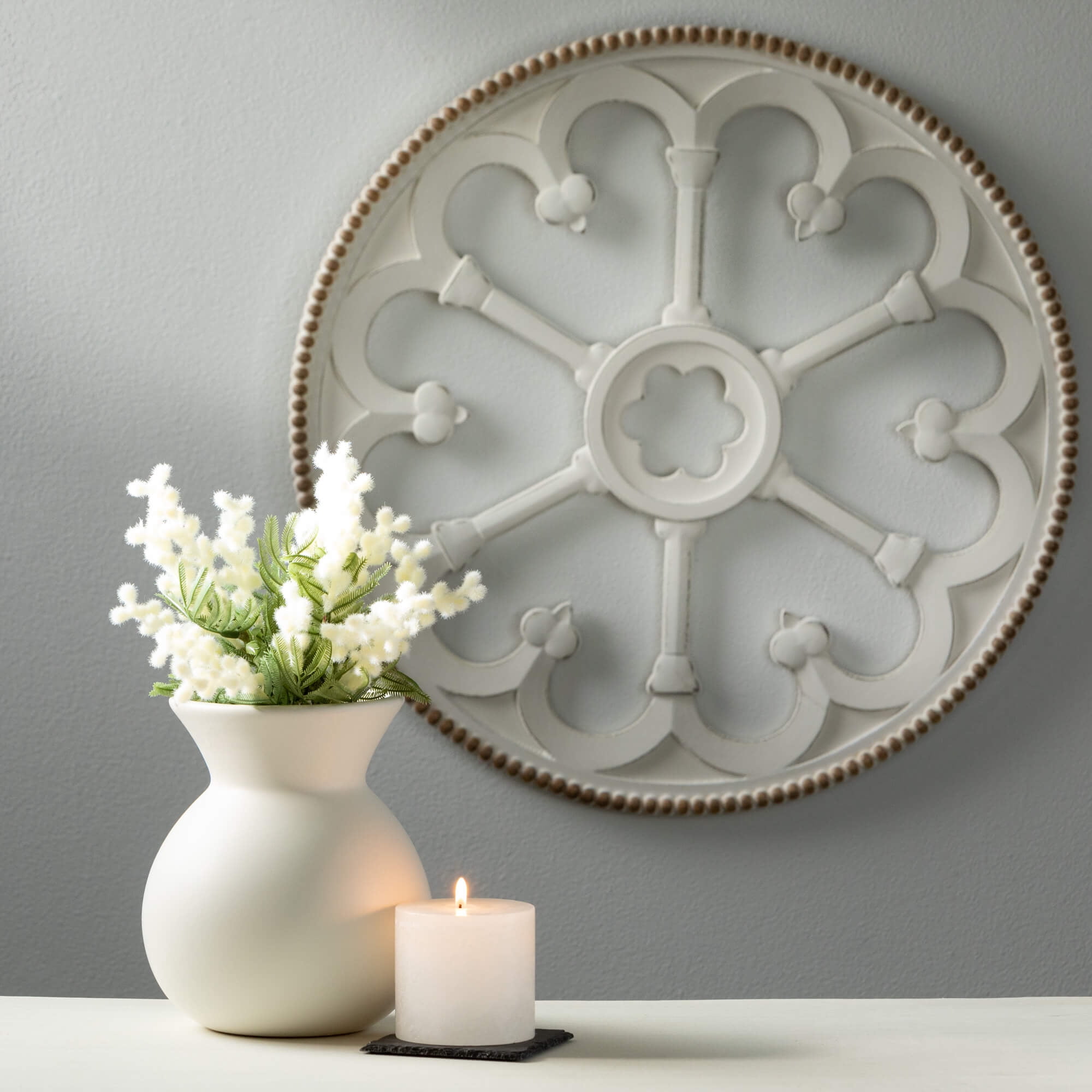 Sullivans 8.25" Matte Ivory Hourglass Vase, Ceramic