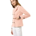 thumbnail image 4 of INSPIRE CHIC Women's Winter Worsted Notched Lapel Double Breasted Short Peacoat, 4 of 7