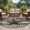 thumbnail image 5 of Blue Brown Texas Star 8ft Round Rug, Retro Country Star Farmhouse Wooden Non-Skid Rubber Backing Large Area Rugs - Living Room Bedroom Home Office, Indoor Floor Mat Carpets Washable Rug, 5 of 9