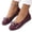 Wine, variant on longantii Women's Casual Flat Loafers Breathable Perforated Round Toe Slip On Shoes with Bow Rhinestone Comfort Wedge Heel Dress Flats for Spring Summer Work