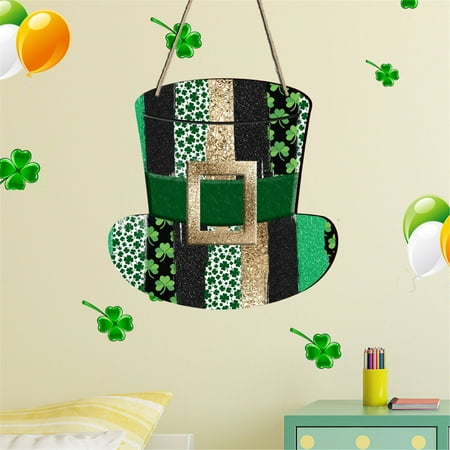 

St. Patricks Day Wooden Hanging Sign Living Room Holiday Home Decoration Wooden Sign Pendant White