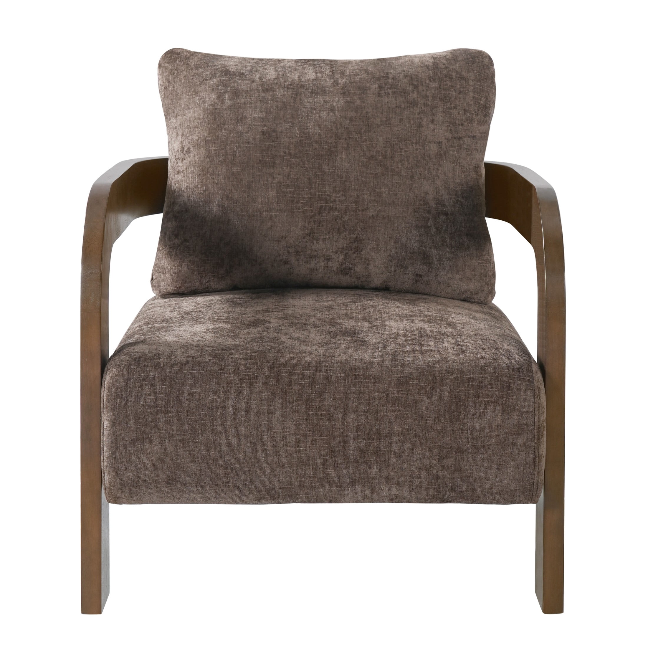 Christopher Knight Home Modern Upholstered Curved Accent Chair with Square Loose Back Pillow, Brown