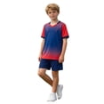 thumbnail image 4 of Vornjynx Boys Active Outfit Sets Short Sleeve Tee and Breathable Shorts Quick Dry Comfort Breathable Kids Summer Basketball Soft Activewear 2 Piece Red Size 2, 4 of 9