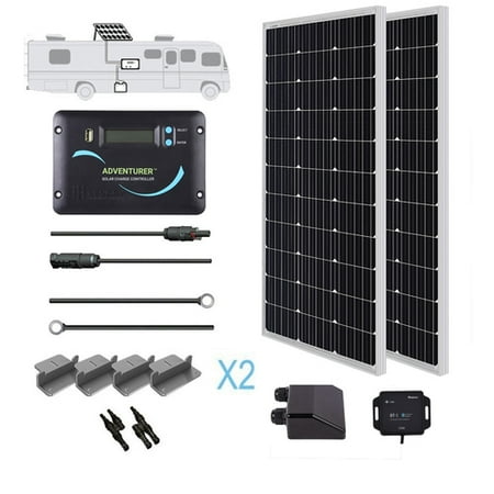 Watt Solar Backup - Renogy 200 Watt 12 Volt Monocrystalline Solar RV Kit with 30A adveturer Charge Controller