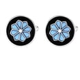 thumbnail image 1 of Gemelos de esmalte floral azul para hombre, diseño redondo con plata, 1 of 2