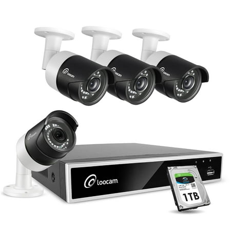 loocam 4ch 1080p hd-tvi video dvr security camera system 4x 2.0 mp(1920x1080p) surveillance camera kit 1tb hard drive, motion detection & email alert, intuitive android & ios (Best Push Email App For Android)