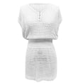 thumbnail image 5 of Women's Crochet Knit Swim Beach Cover Up Women's Sexy Lace Vacation Loose Holiday Bikini Swimwear Beach Frock, White&M, 5 of 8
