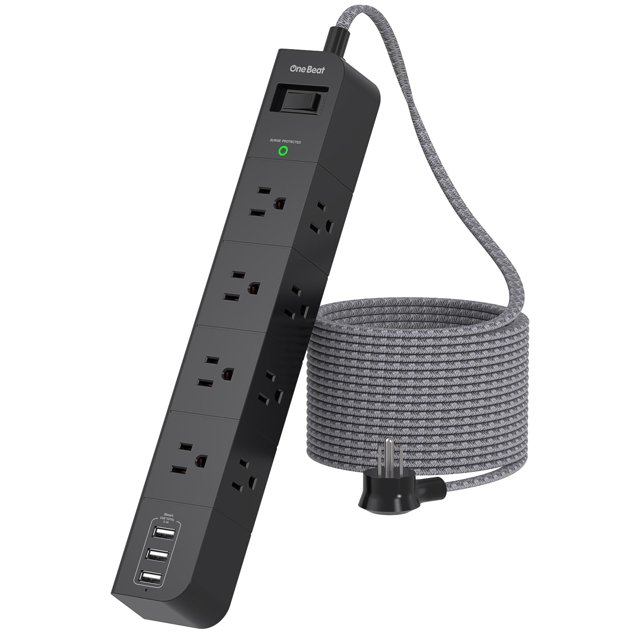 Cable de extensión Power Strip, protector contra sobretensiones de 10 pies y 8 enchufes
