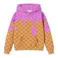 thumbnail image 3 of Asxite Toddler Tops Long Sleeve Fleece Hoodie Ice Cream Print Casual with Pockets Fall Winter 4-14 Y, 3 of 4