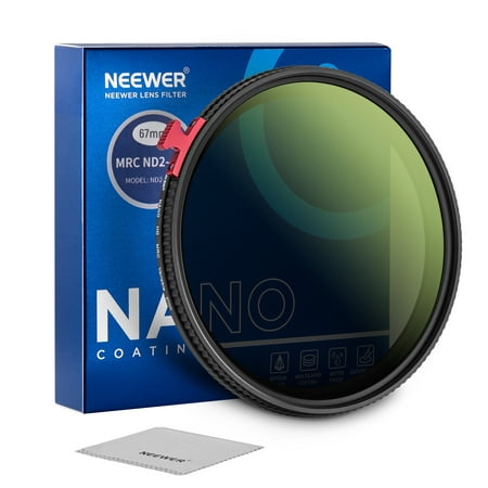 Image of NEEWER 67mm Variable ND Filter ND2-ND400 with Putter， Adjustable Neutral Density Camera Lens Filter(0.3-2.7， 1-9 Stops)， 30 Layer Nano Coated/HD Optical Glass/Water Repellent/Anti Scratch/Ultra Slim