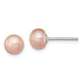 thumbnail image 3 of 925 Sterling Silver 6-7mm Rose FW Cultured Button Pearl Earrings, 3 of 5
