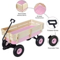 thumbnail image 5 of JOYFULIN Wagon Cart for Kids, 220LBS Capacity Heavy Duty Utility Wagon with 10'' Rubber Wheels, Removable Wooden Sides, All Terrain Pulling Garden Cart for Grocery Beach Shopping Camping (Pink), 5 of 7