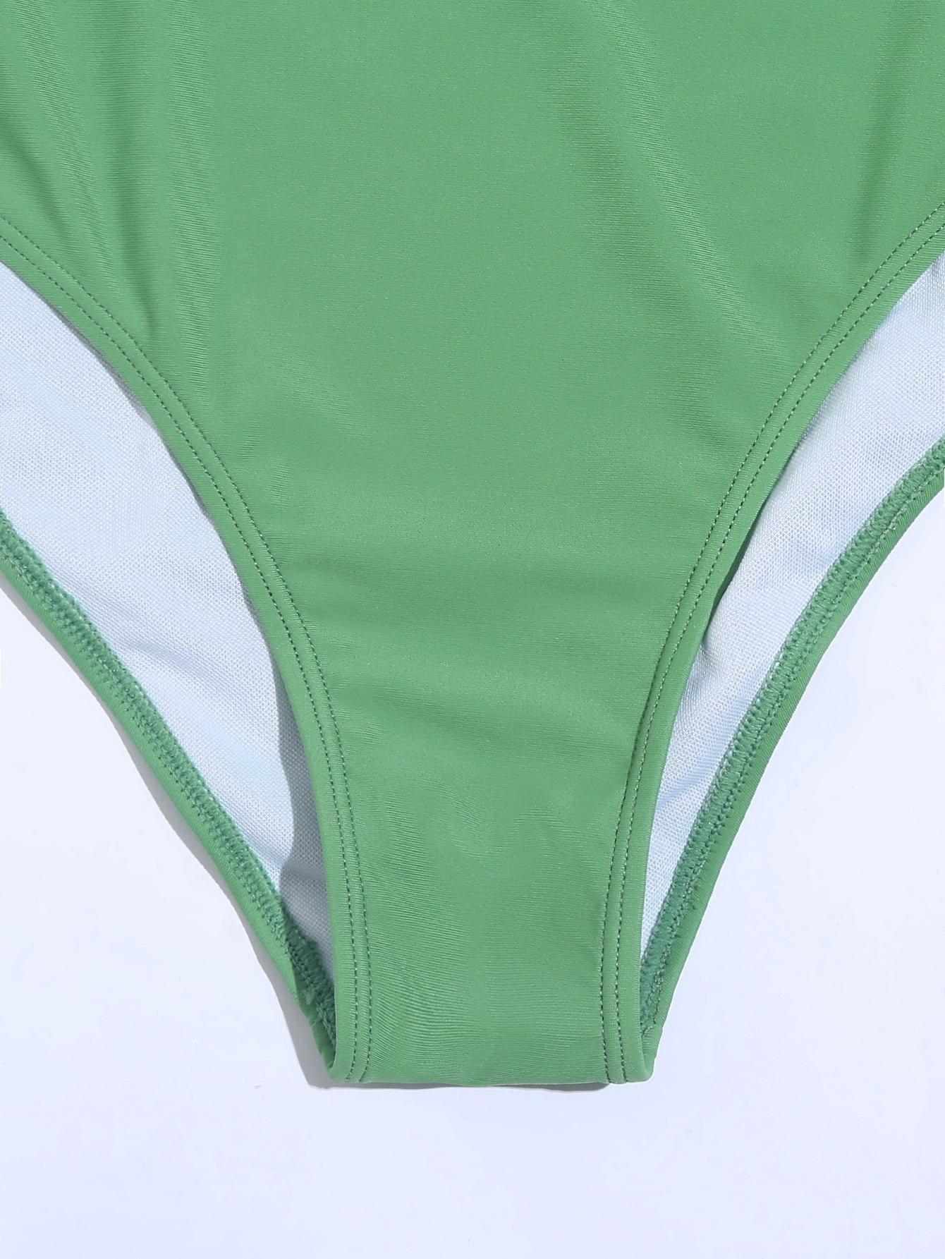 Color Block High Leg Cut Out One Shoulder One Piece Swimsuit - Green –  Trendy & Unique
