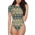 thumbnail image 2 of Picia Traditional Tribal Aztec1 Womens One Piece Swimsuits Modest Tummy Control Bathing Suits Lace Up Slimming Swim Suit-Medium, 2 of 9