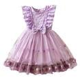 thumbnail image 2 of SonxaHe Infant Girl Elegant Dress Flutter Sleeve Embroidery Evening Gown Kids Stylish Birthday Celebration Dresses Purple,Size 12-18 M, 2 of 8