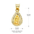 thumbnail image 3 of Ioka-14K Yellow Gold Diamond Cut Our Lady of Guadalupe Stamp Charm Pendant with 2mm Hollow Cuban Bevel Chain Necklace - 18", 3 of 8