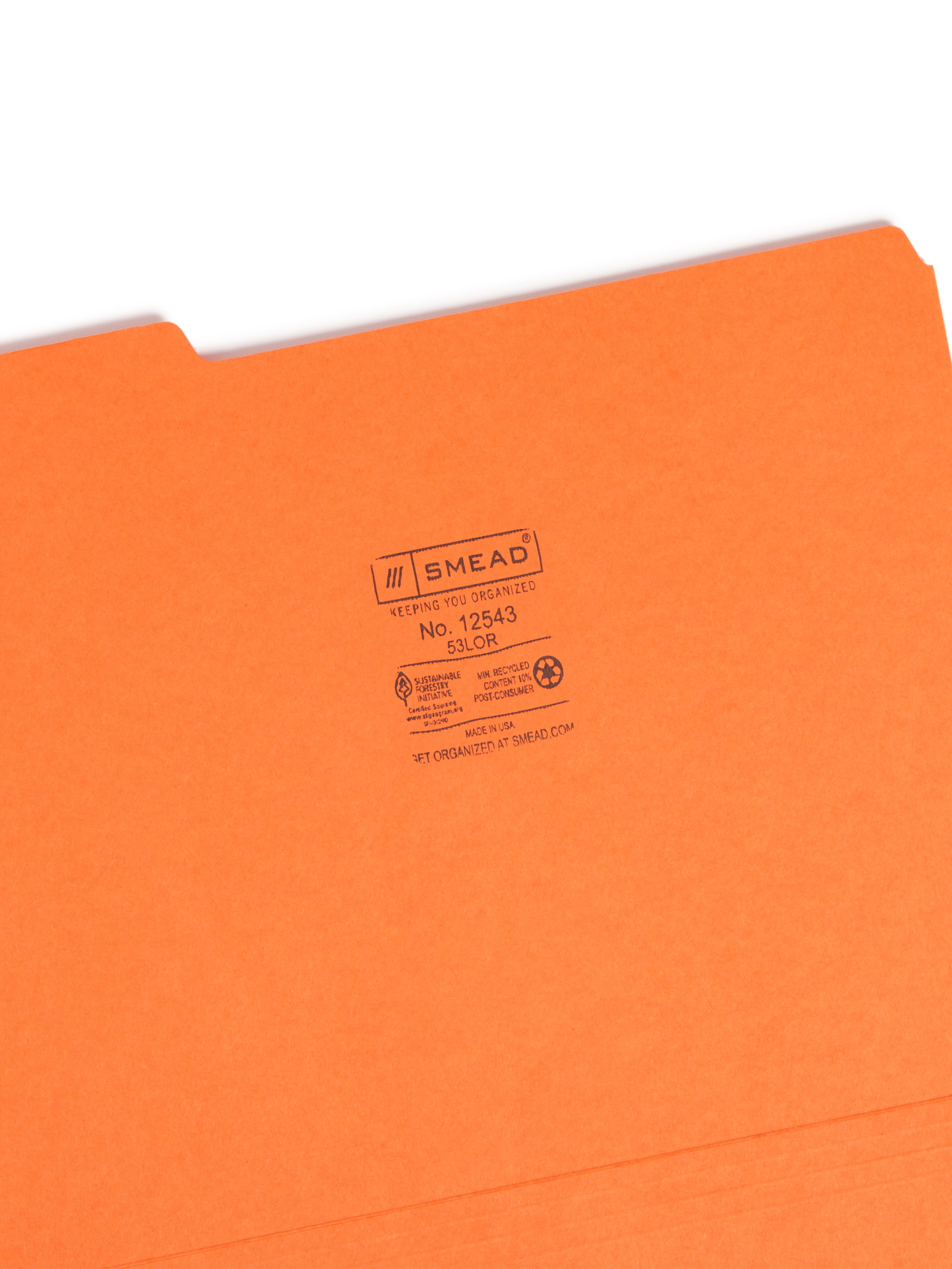 Smead Colored Folders 1/3-Cut Orange 100/BX Letter (12543)