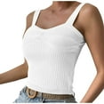 thumbnail image 6 of QUINDOS Womens T Shirts Gym Summer Cotton White Fashion Sexy Style V-Neck Sleeveless Solid Casual Going Out Tops Tank Tops for Women, 6 of 9