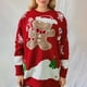 thumbnail image 2 of Suéteres de punto con estampado de pan de jengibre navideño para mujer, suéteres holgados de cuello redondo y manga larga para otoño e invierno, 2 of 5