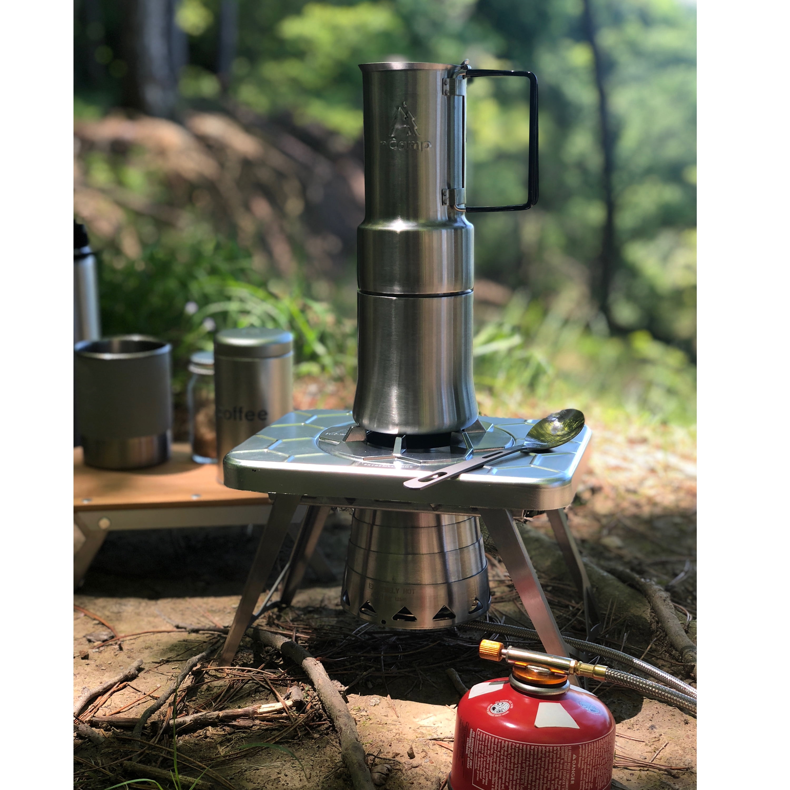 nCamp 2 piece Camping Stove and Gas Adapter Hose Bundle