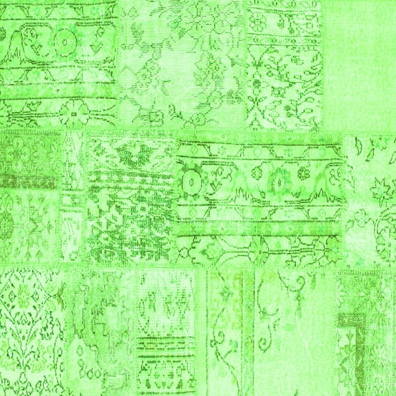 Ahgly Company Indoor Square Abstract Green Contemporary Area Rugs, 6' Square