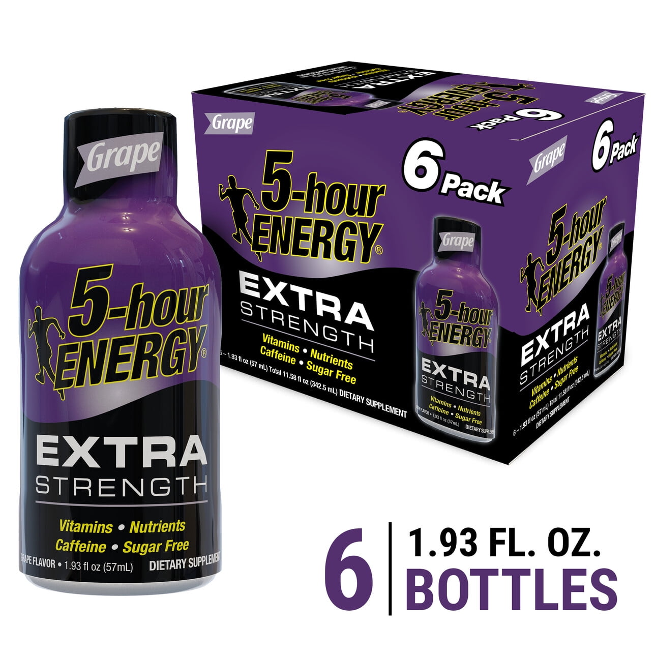5-hour ENERGY® Shot, Extra Strength, Grape, 1.93 oz, 6 Count