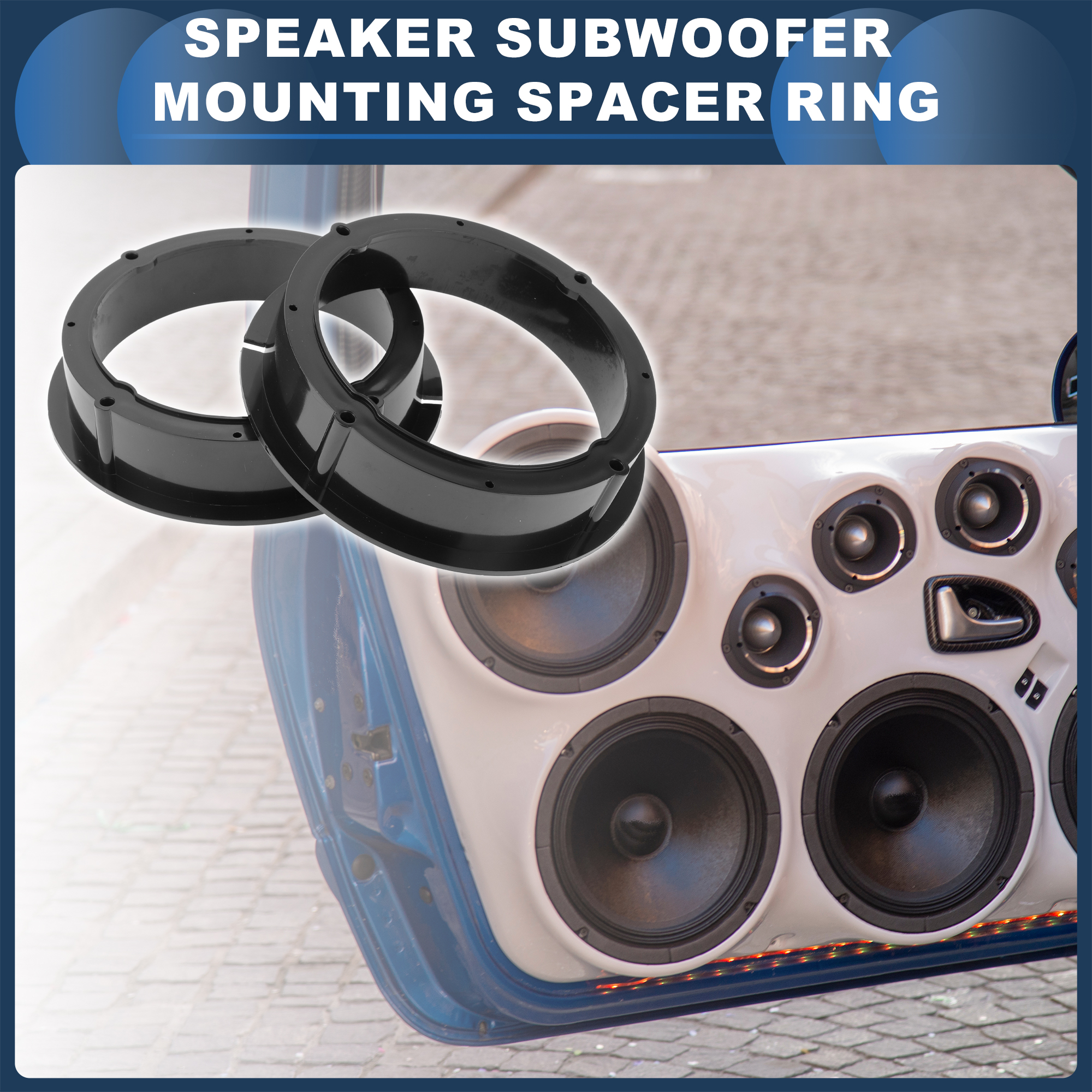 Unique Bargains Speaker Spacer Ring for 6.5 for Volkswagen CC 2009-2015 ABS Black