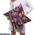 thumbnail image 5 of Ambesonne Blooming Floral Fabric by the Yard Upholstery, Grunge Retro Wave, 1 Yard, Yellow Green Magenta, 5 of 5