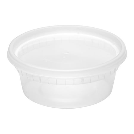 Asporto 8 oz Round Clear Plastic Soup Container - with Lid Microwavable - 4 1/2 x 4 1/2 x 1 3/4 - 100 count box