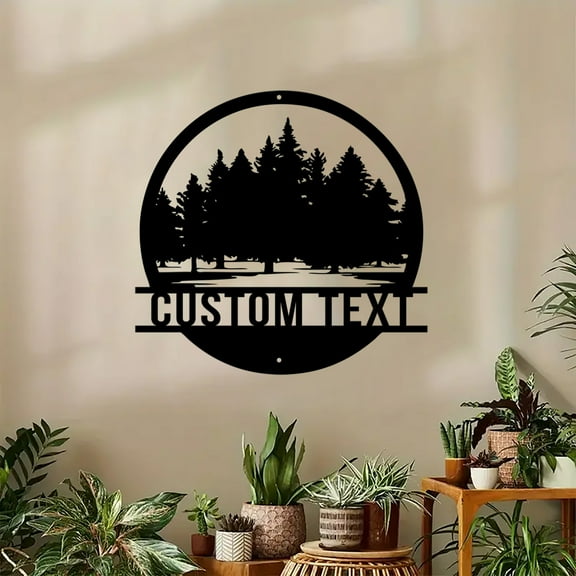 Custom Personalized Name Metal Sign, Custom Metal Address House Number Sign, Pine Tree Metal Wall Art, Door Sign Garage Sign