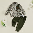 thumbnail image 2 of CAICJ98 Toddler Baby Boy Hunting Outfit Duck Half Zip Stand Collar Long Sleeve Sweatshirt Pants Set 2 Fall Camouflage Clothes (Green,12-18 Months), 2 of 5