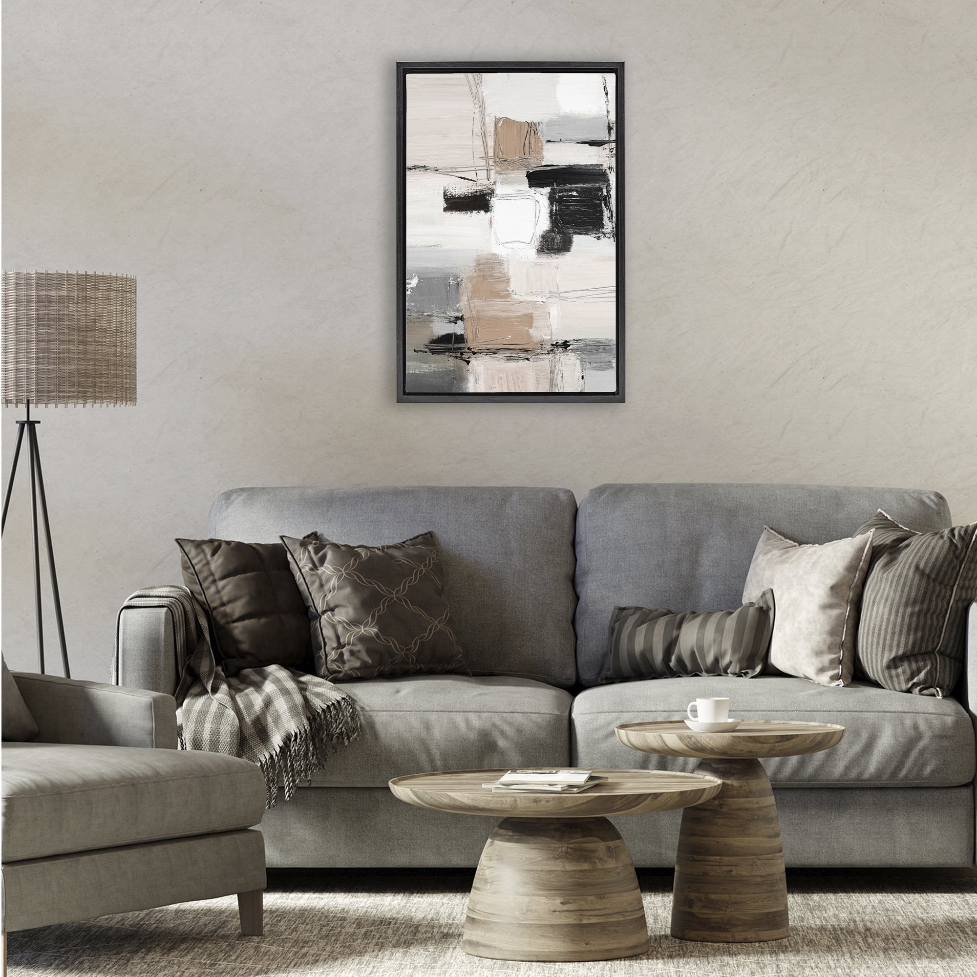 Stupell Industries Contemporary Neutral Variety Black Framed Floater Canvas Wall Art, design by Lanie Loreth